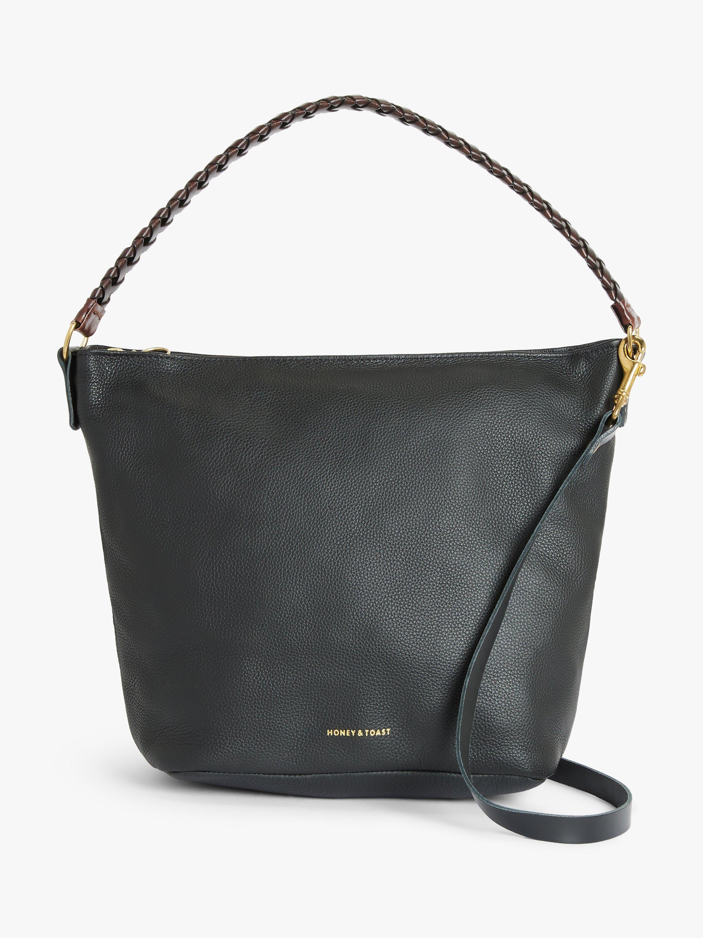 Honey & Toast Libby Leather Hobo Bag, Black