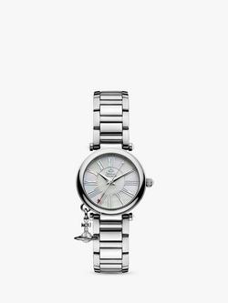 Vivienne Westwood Women's Mother Orb Bracelet Strap Watch, Silver/Mother Of Pearl Vv006pslsl