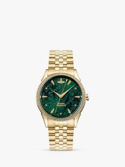 Vivienne Westwood Women's The Wallace Swarovski Crystal Bracelet Strap Watch, Gold/Green VV208GDGD, Gold/Green Vv208gdgd