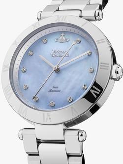 Vivienne Westwood VV206BLSL Women's Montagu Bracelet Strap Watch, Silver/Blue - view 2, Silver/Blue Vv206blsl