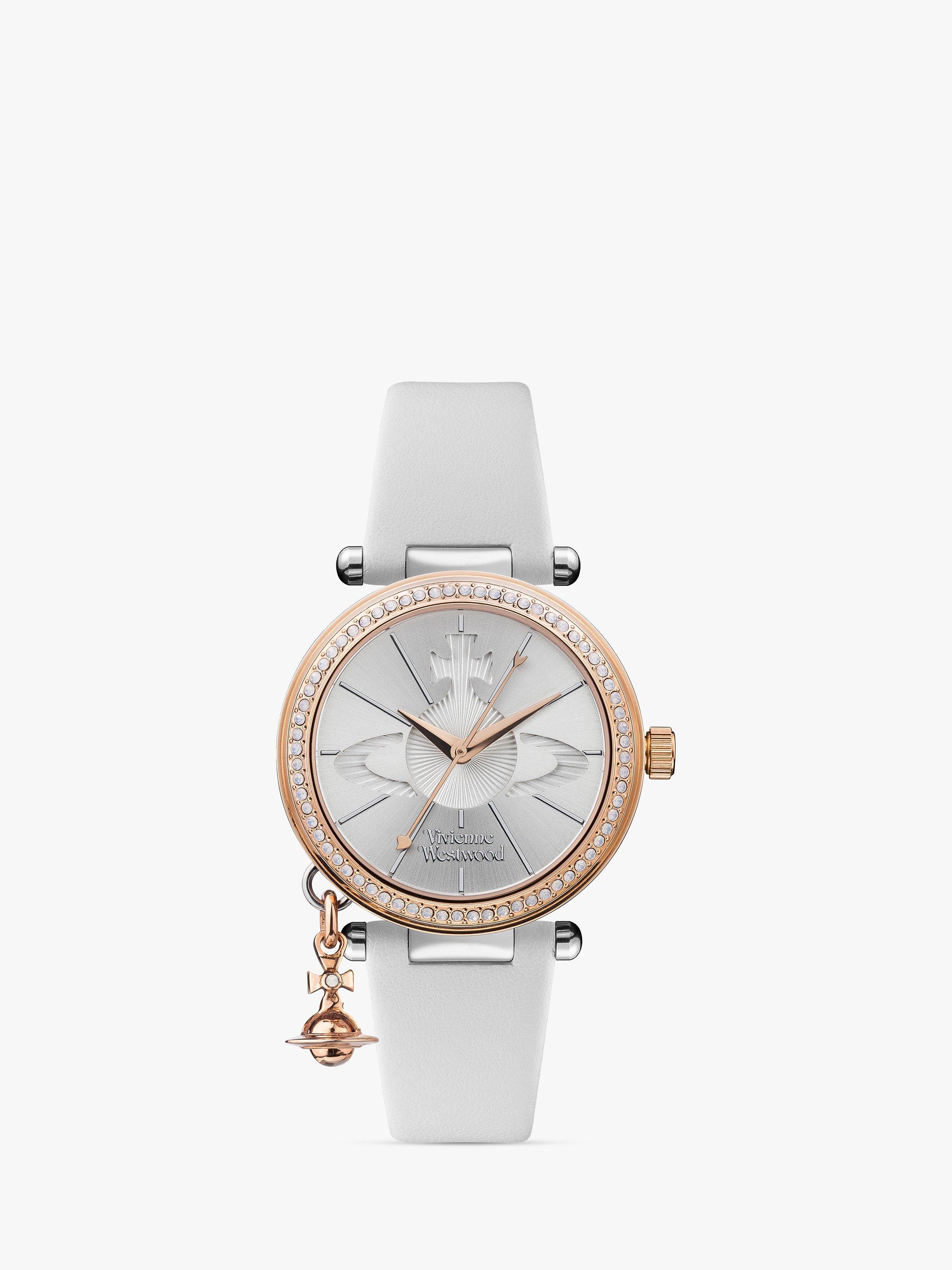 Vivienne Westwood Women's Orb Pastelle Swarovski Crystal Leather Strap Watch