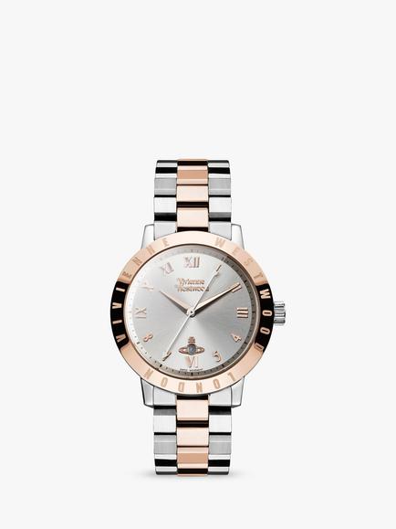 Vivienne Westwood Women's Bloomsbury Date Bracelet Strap Watch, Silver/Rose Gold Vv152rssl