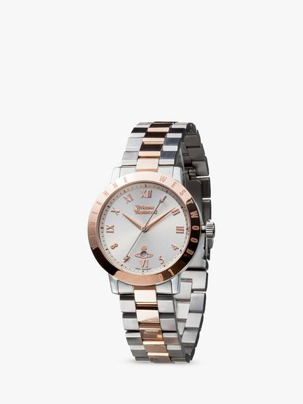 Vivienne Westwood Women's Bloomsbury Date Bracelet Strap Watch - view 2, Silver/Rose Gold Vv152rssl