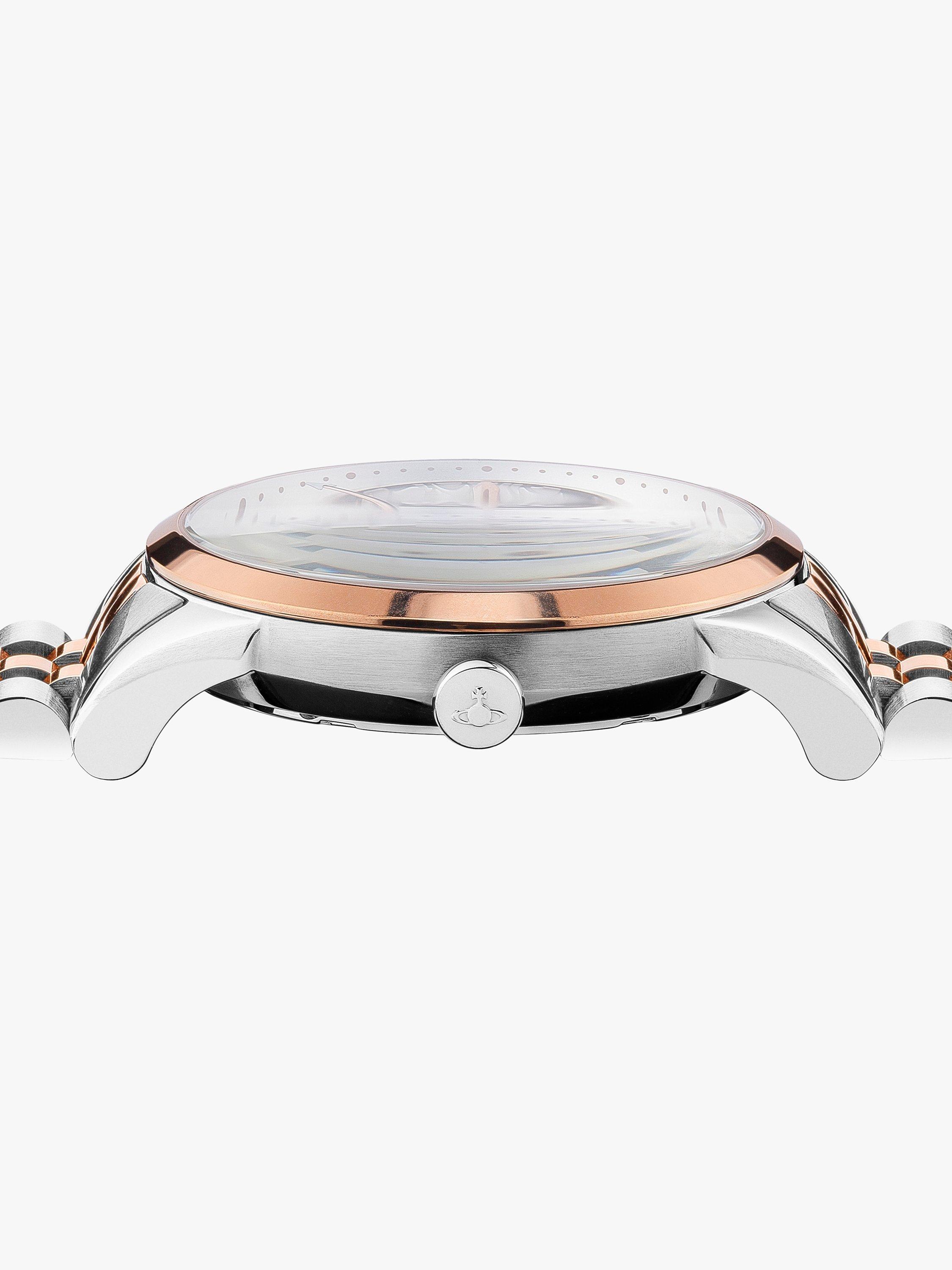 Product image 2 of 3, which shows Vivienne Westwood Women's The Wallace Swarovski Crystal Two-Tone Bracelet Strap Watch, Silver VV208RSSL