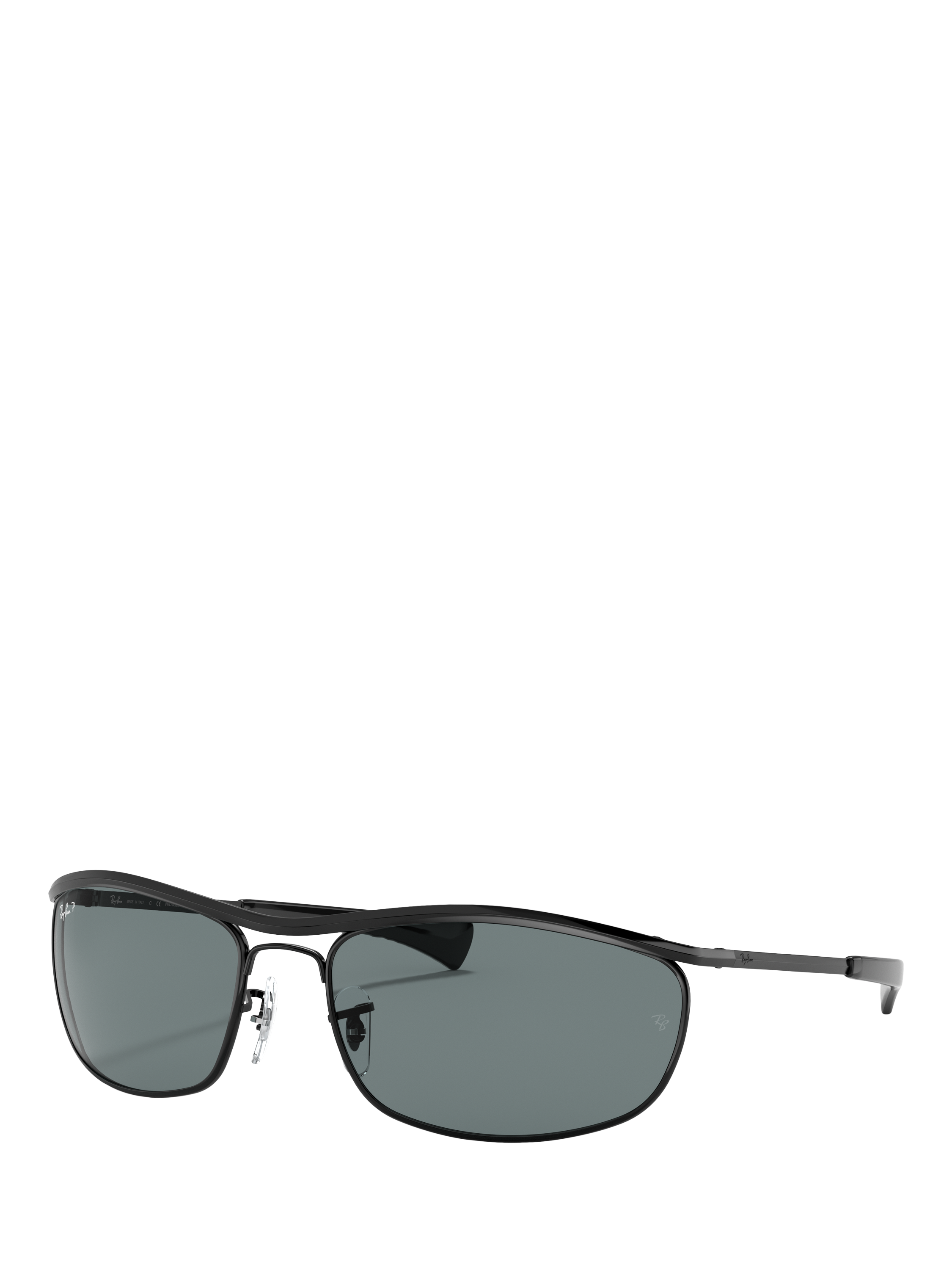 Ray-Ban RB3119M Men's Polarised Oval Rectangular Sunglasses, Black/Grey
