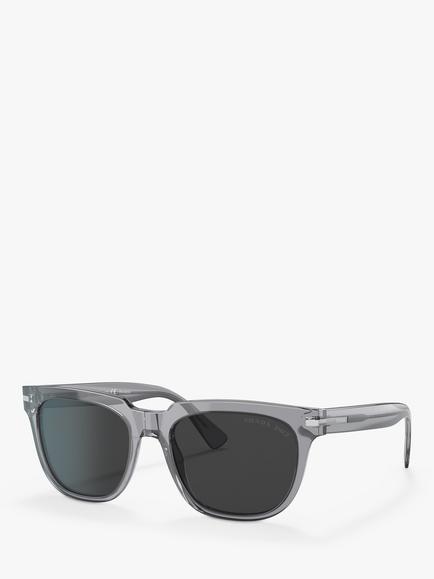 Prada PR 04YS Men's Polarised Pillow Sunglasses, Transparent Grey, Transparent Grey