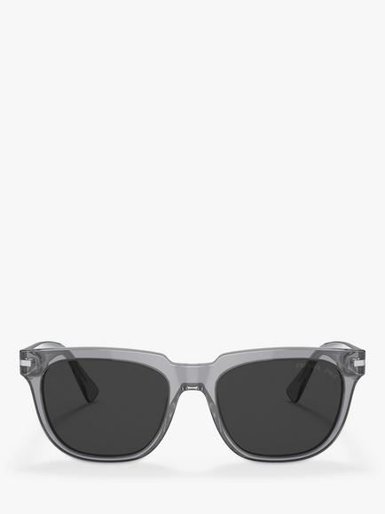 Prada PR 04YS Men's Polarised Pillow Sunglasses, Transparent Grey - view 2, Transparent Grey