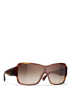 CHANEL CH5449 169 Women's Rectangular Sunglasses, Havana, Havana