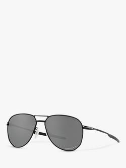 Oakley OO4147 Men's Contrail Pilot Prizm Polarised Sunglasses, Satin Black/Matte Grey