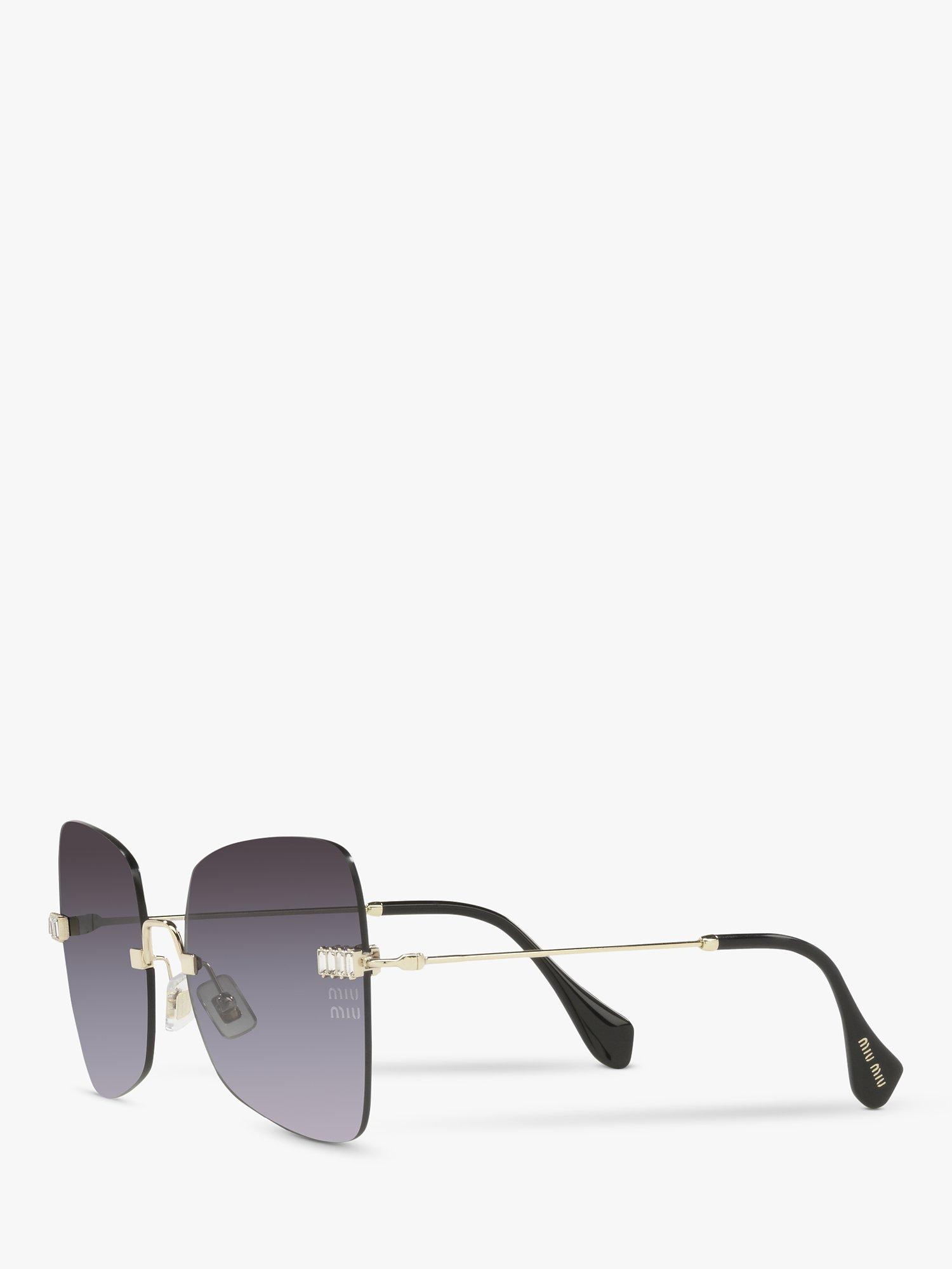 Product image 2 of 7, which shows Miu Miu MU 50WS Women's Irregular Sunglasses, Pale Gold/Black Gradient