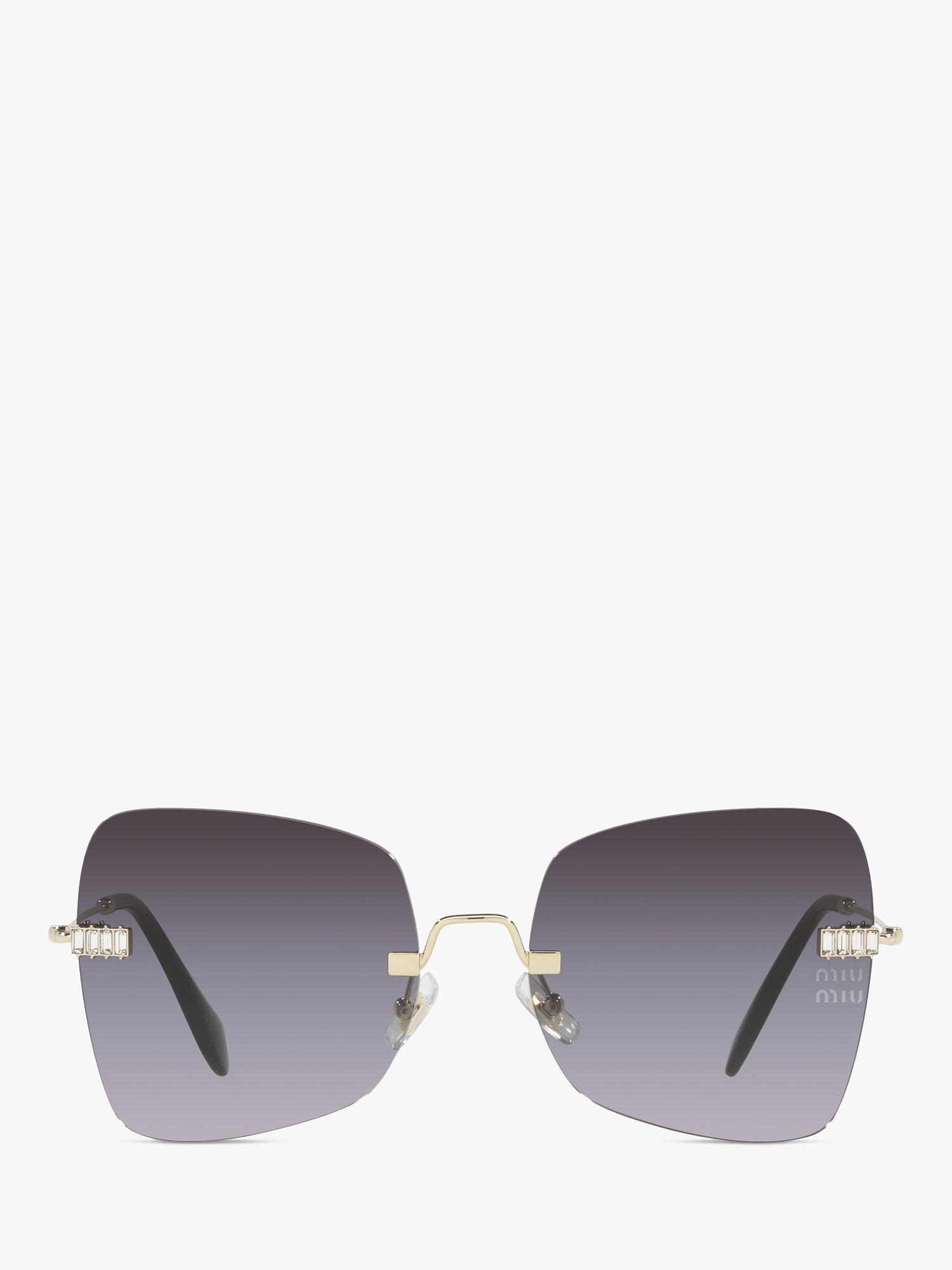 Product image 3 of 7, which shows Miu Miu MU 50WS Women's Irregular Sunglasses, Pale Gold/Black Gradient