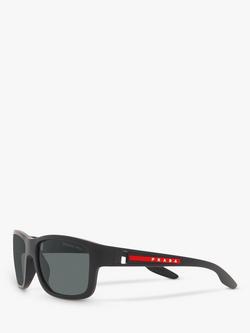 Prada Linea Rossa PS 01WS Men's Pillow Polarised Sunglasses - view 2, Black/Matte Grey