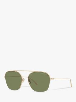Emporio Armani AR612430 Men's Square Sunglasses, Matte Pale Gold/Green, Matte Pale Gold/Green