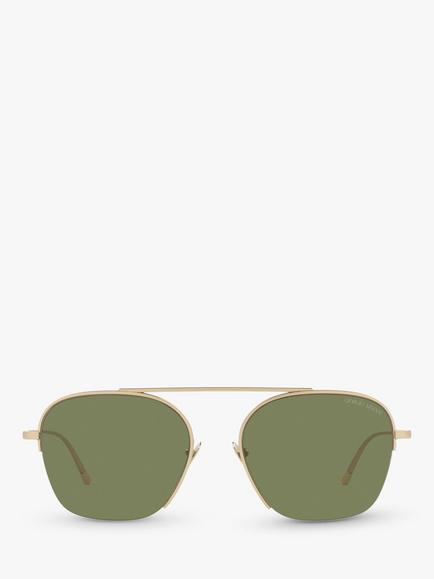 Emporio Armani AR612430 Men's Square Sunglasses, Matte Pale Gold/Green - view 2, Matte Pale Gold/Green