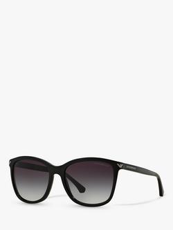 Emporio Armani EA4060 Women's Square Sunglasses, Black/Grey Gradient, Black/Grey Gradient