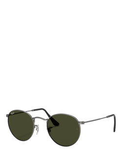 Ray-Ban RB3447 Men's Round Sunglasses, Matte Gunmetal/Green, Matte Gunmetal/Green