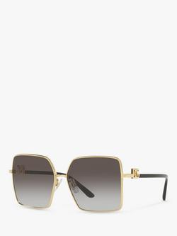 Dolce & Gabbana DG227902 Women's Square Sunglasses, Gold/Grey, Gold/Grey