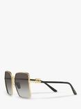 Dolce & Gabbana DG227902 Women's Square Sunglasses, Gold/Grey