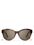 CHANEL CH5458 Women's Oval Sunglasses, Havana