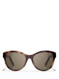 CHANEL CH5458 Women's Oval Sunglasses, Havana