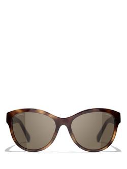 CHANEL CH5458 Women's Oval Sunglasses, Havana - view 2, Havana