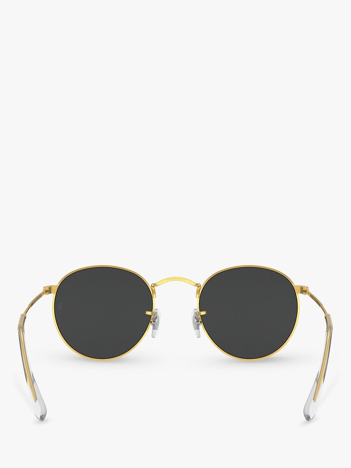 Product image 7 of 7, which shows Ray-Ban RB3447 Men's Polarised Round Metal Sunglasses, Gold/Black