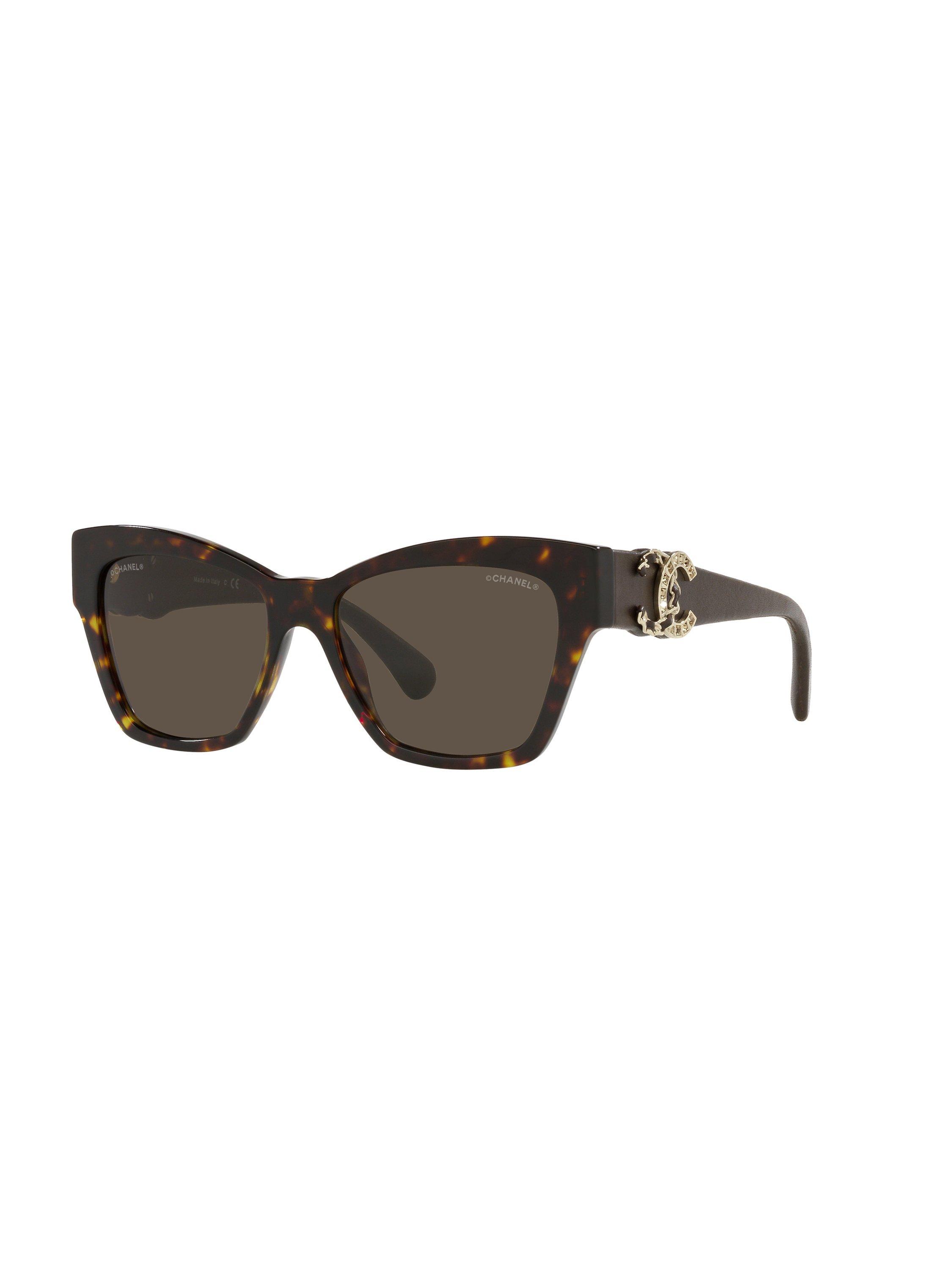 CHANEL CH5456QBC Women's Cat Eye Sunglasses, Dark Havana Tortoiseshell/Brown