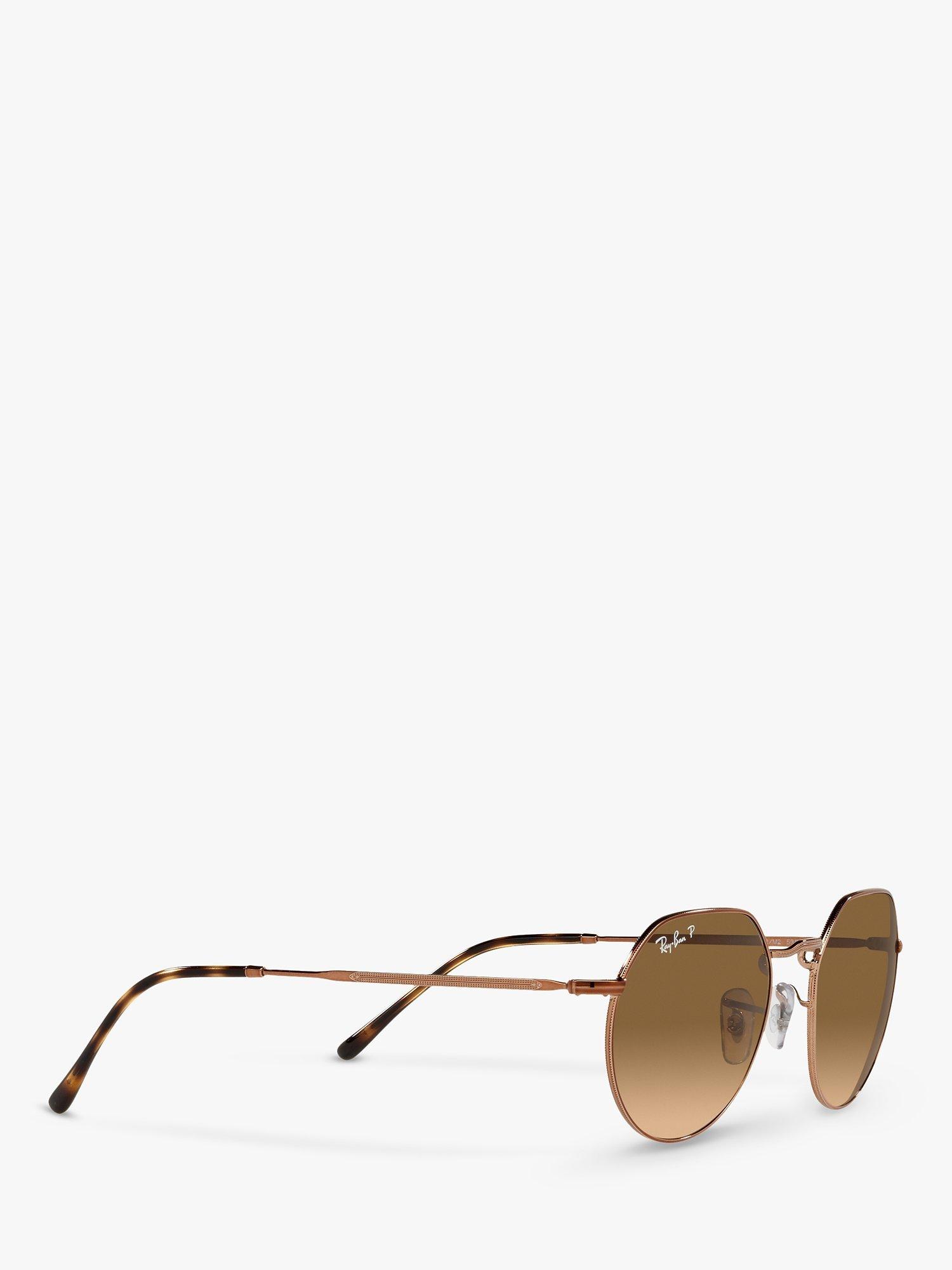 Product image 11 of 11, which shows Ray-Ban RB3565 Jack Unisex Polarised Metal Hexagonal Sunglasses, Medium Copper/Brown Gradient