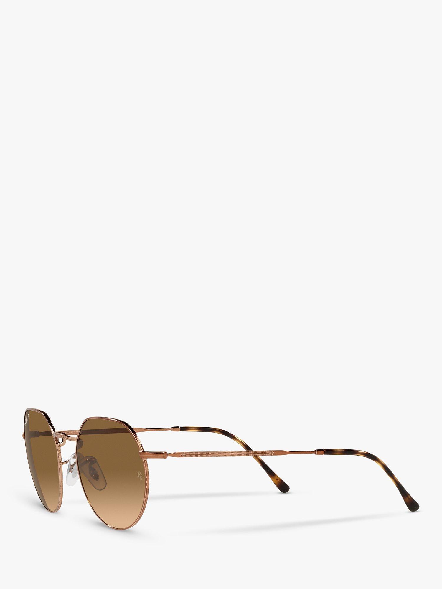 Product image 2 of 11, which shows Ray-Ban RB3565 Jack Unisex Polarised Metal Hexagonal Sunglasses, Medium Copper/Brown Gradient
