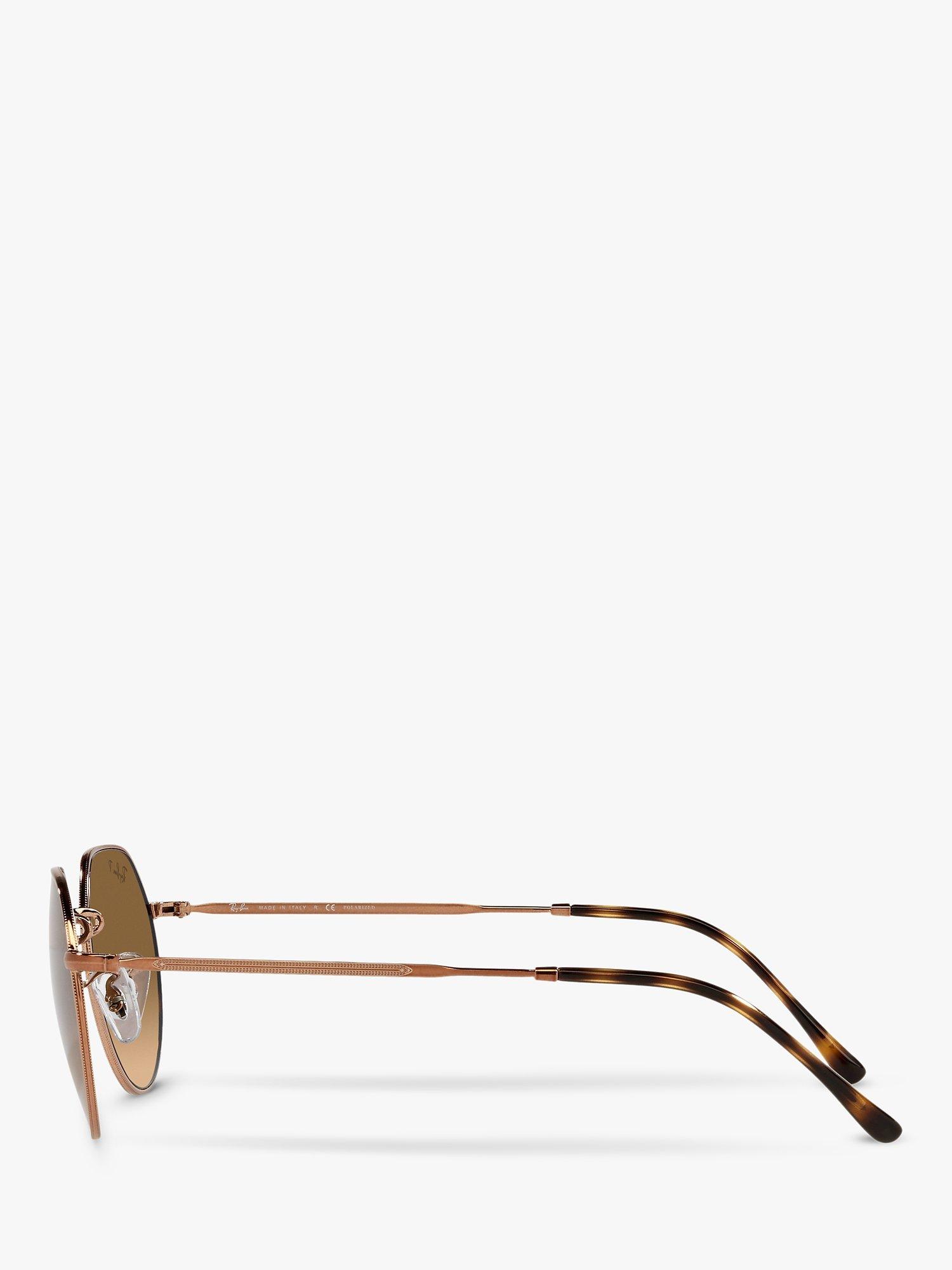 Product image 4 of 11, which shows Ray-Ban RB3565 Jack Unisex Polarised Metal Hexagonal Sunglasses, Medium Copper/Brown Gradient