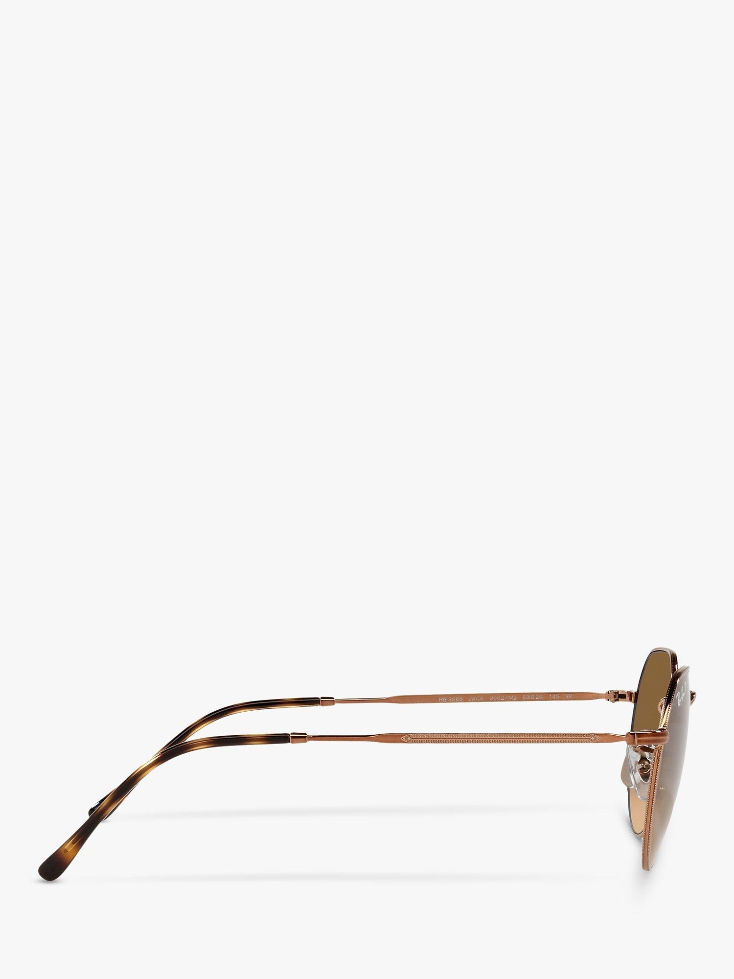 Product image 10 of 11, which shows Ray-Ban RB3565 Jack Unisex Polarised Metal Hexagonal Sunglasses, Medium Copper/Brown Gradient