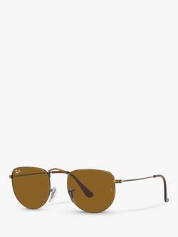 Ray-Ban RB3958 Unisex Elon Irregular Sunglasses, Gold/Brown, Gold/Brown