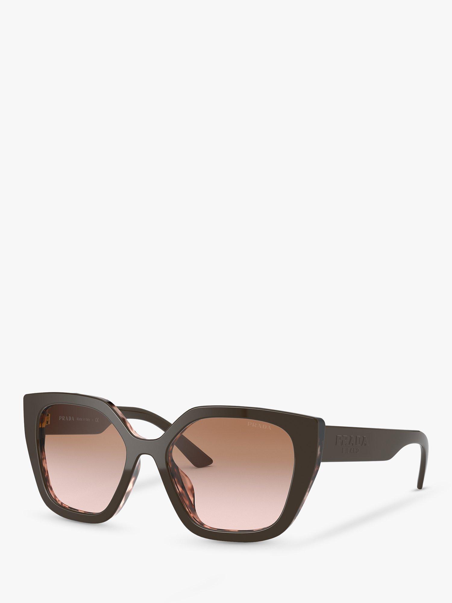 Prada PR24XS Women’s Rectangular Sunglasses, Brown/Spotted Pink Gradient WAS £213.00, NOW £106.50