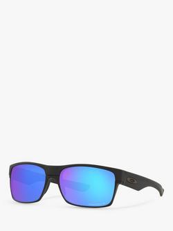 Oakley OO9189 Men's Two Face Prizm Polarised Square Sunglasses, Matte Black/Mirror Blue, Matte Black/Mirror Blue