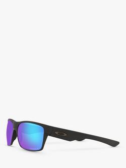 Oakley OO9189 Men's Two Face Prizm Polarised Square Sunglasses, Matte Black/Mirror Blue - view 2, Matte Black/Mirror Blue