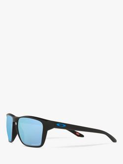 Oakley OO9448 Men's Sylas Prizm Polarised Rectangular Sunglasses - view 2, Matte Black/Blue