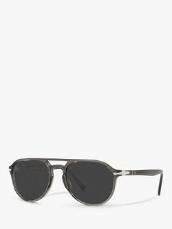 Persol PO3235S Unisex Polarised Aviator Sunglasses, Smoke Opal/Black, Smoke Opal/Black