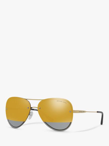 Michael Kors MK1026 Women's La Jolla Aviator Sunglasses, Pale Gold/Grey, Pale Gold/Grey