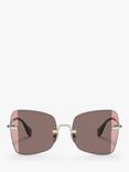 Miu Miu MU 50WS Women's Irregular Sunglasses, Pale Gold/Pink