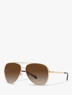 Michael Kors MK1101B Women's Chelsea Aviator Sunglasses, Gold/Brown Gradient, Gold/Brown Gradient