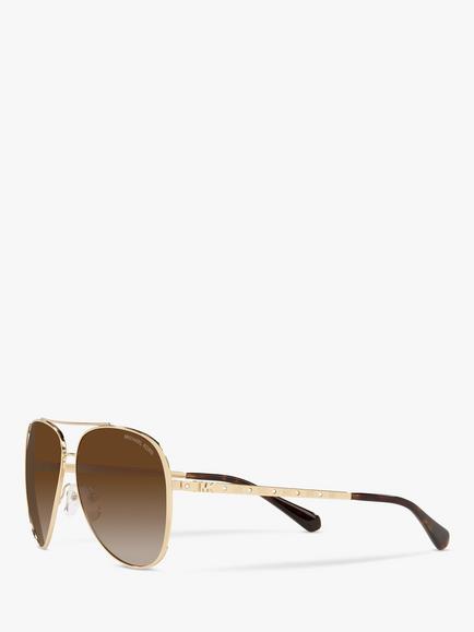 Michael Kors MK1101B Women's Chelsea Aviator Sunglasses, Gold/Brown Gradient - view 2, Gold/Brown Gradient