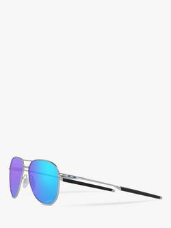 Oakley OO4147 Men's Contrail Pilot Prizm Sunglasses, Silver/Mirror Blue - view 2, Satin Chrome/Mirror Blue