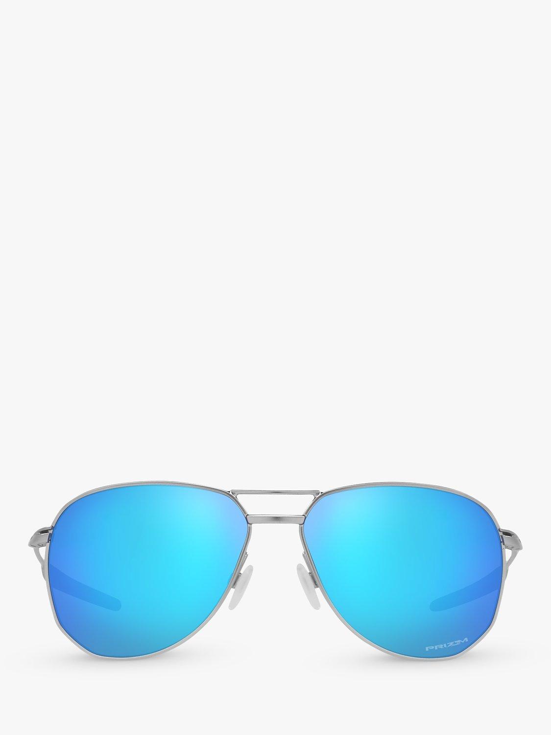 Product image 3 of 7, which shows Oakley OO4147 Men's Contrail Pilot Prizm Sunglasses, Satin Chrome/Mirror Blue