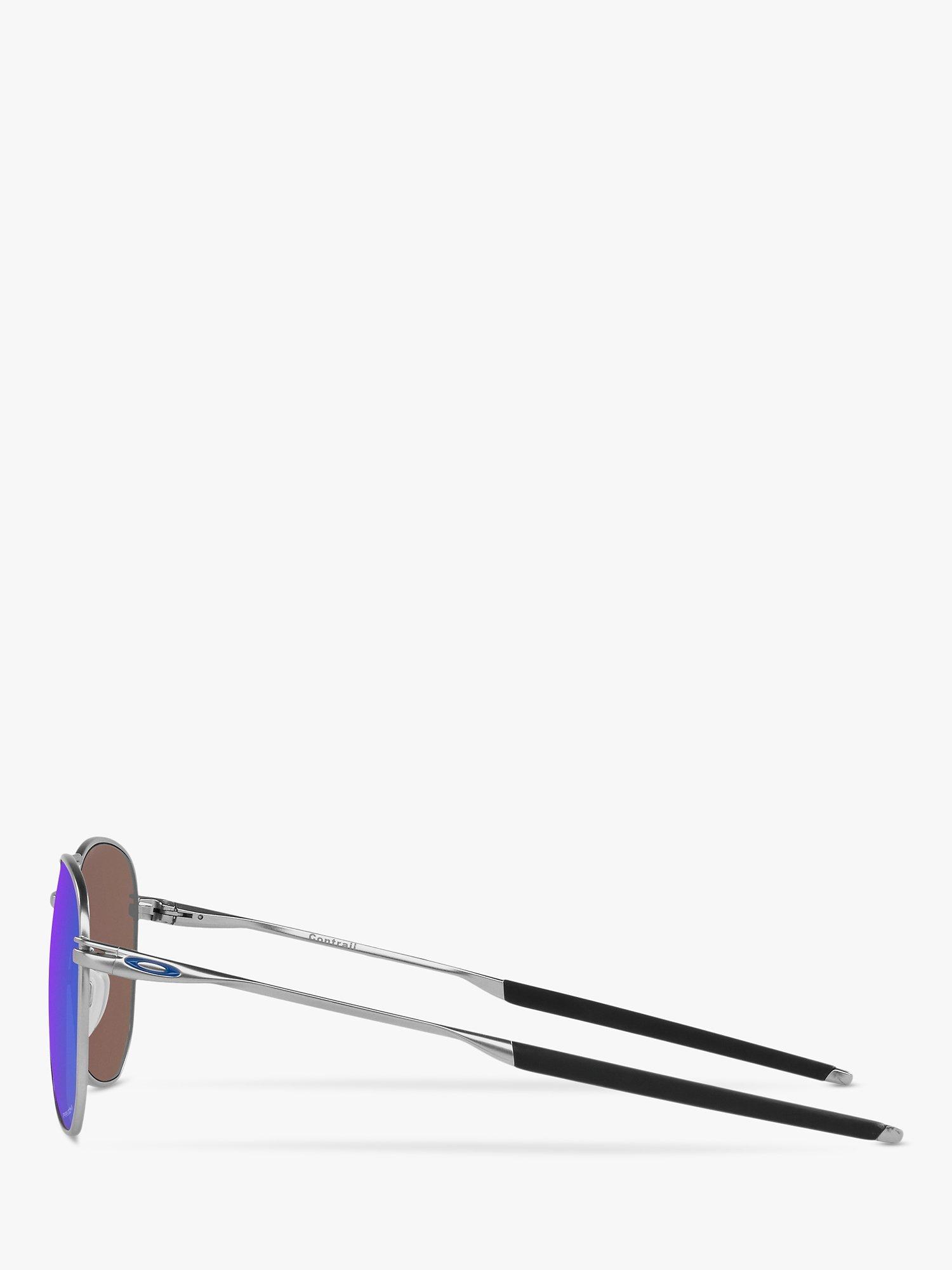 Product image 4 of 7, which shows Oakley OO4147 Men's Contrail Pilot Prizm Sunglasses, Satin Chrome/Mirror Blue