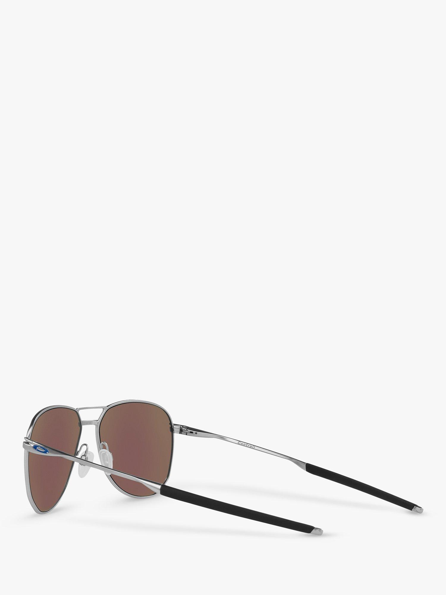 Product image 5 of 7, which shows Oakley OO4147 Men's Contrail Pilot Prizm Sunglasses, Satin Chrome/Mirror Blue