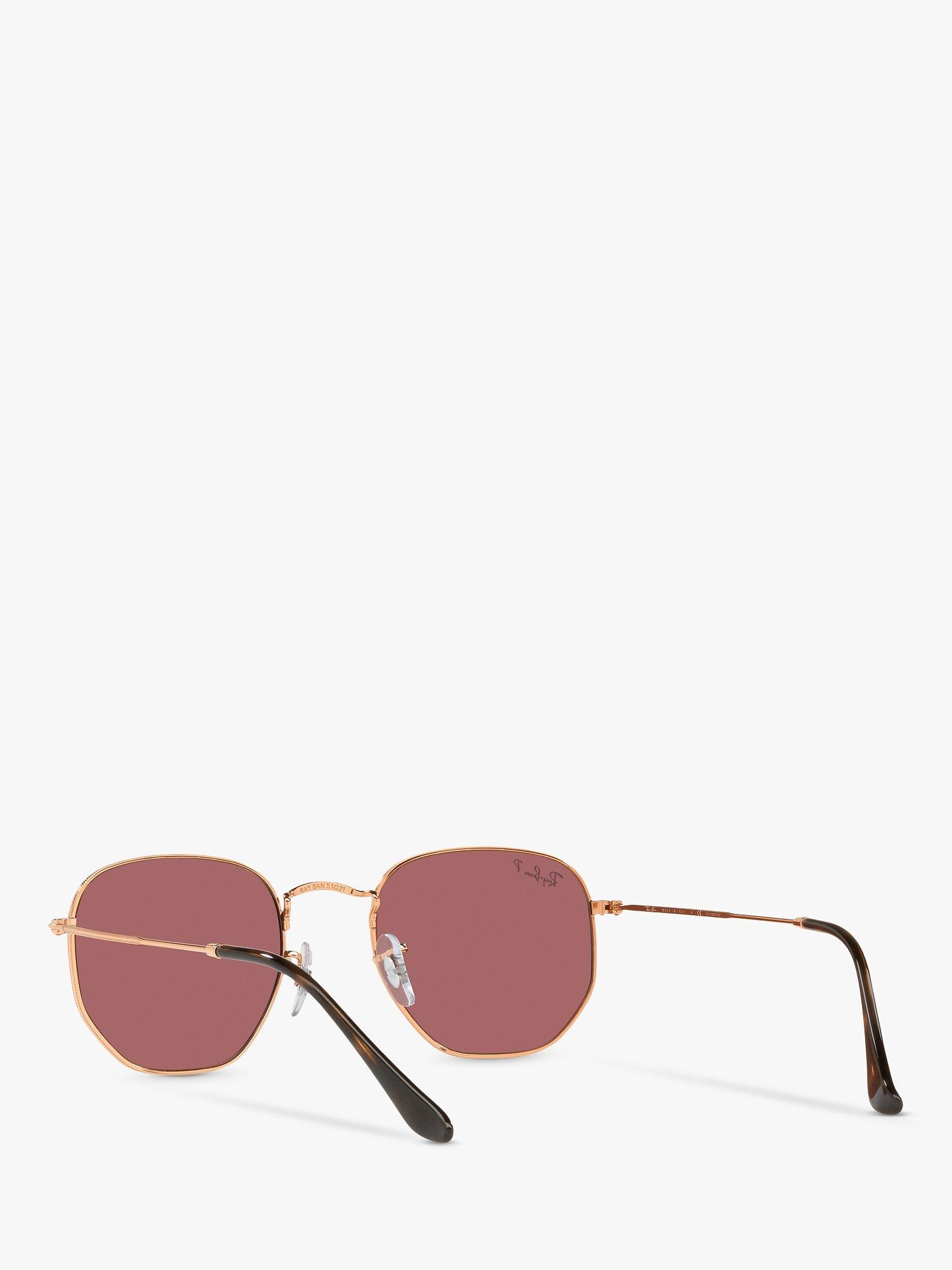 Product image 4 of 6, which shows Ray-Ban RB3548N Unisex Polarised Hexagonal Sunglasses, Rose Gold/Pink
