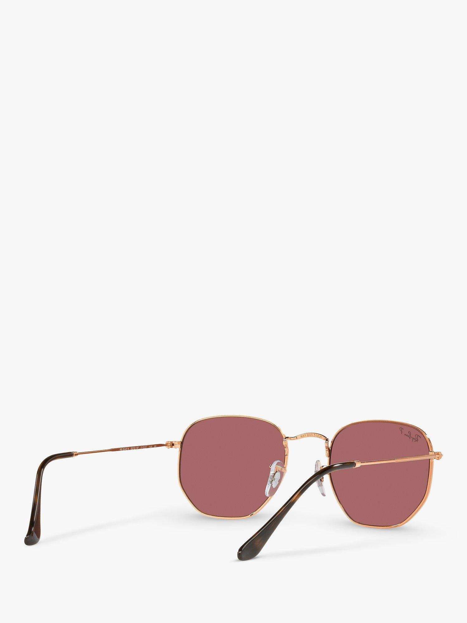 Product image 6 of 6, which shows Ray-Ban RB3548N Unisex Polarised Hexagonal Sunglasses, Rose Gold/Pink