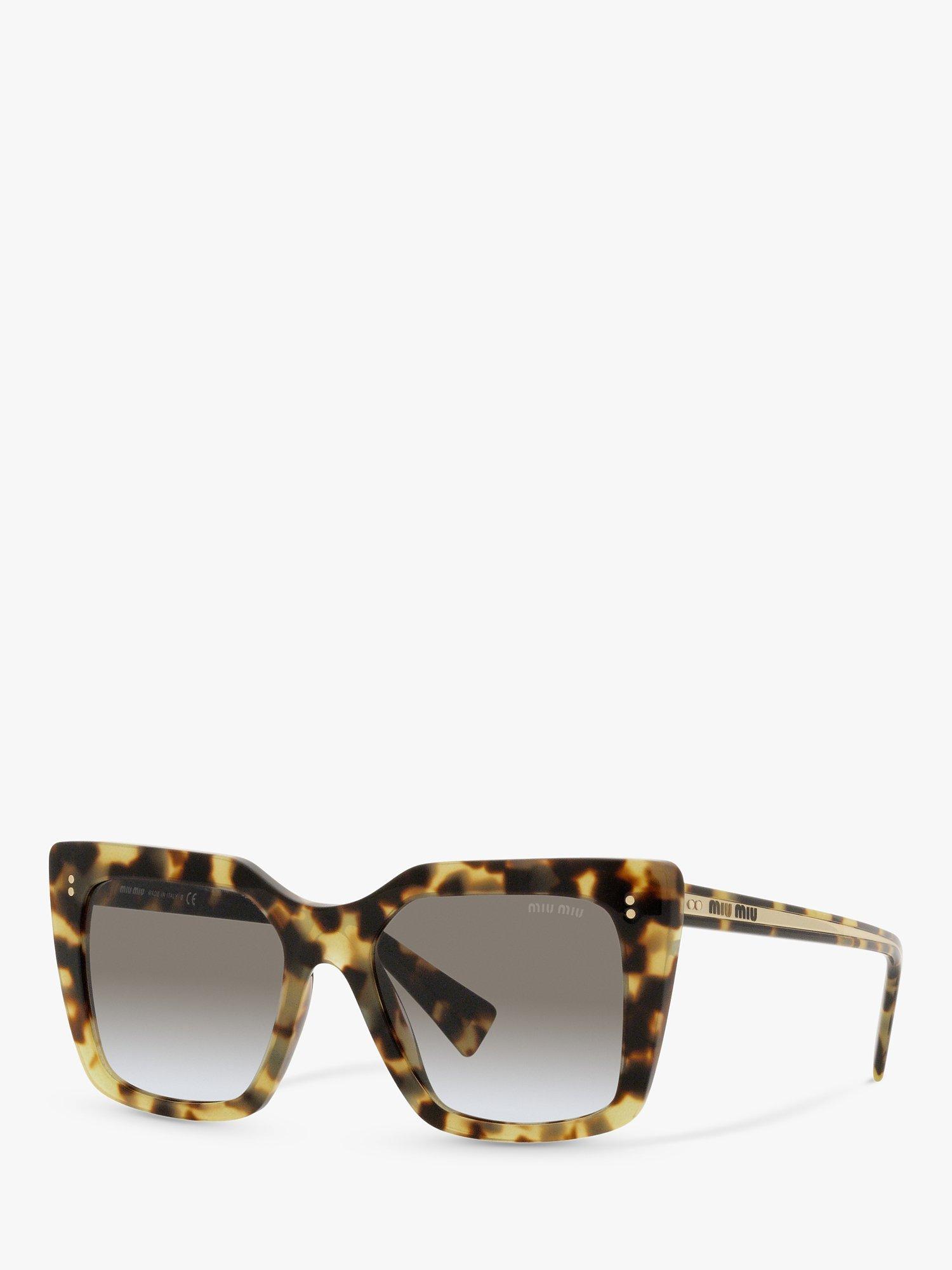 Miu Miu MU 02WS Women's Square Sunglasses, Havana/Brown Gradient