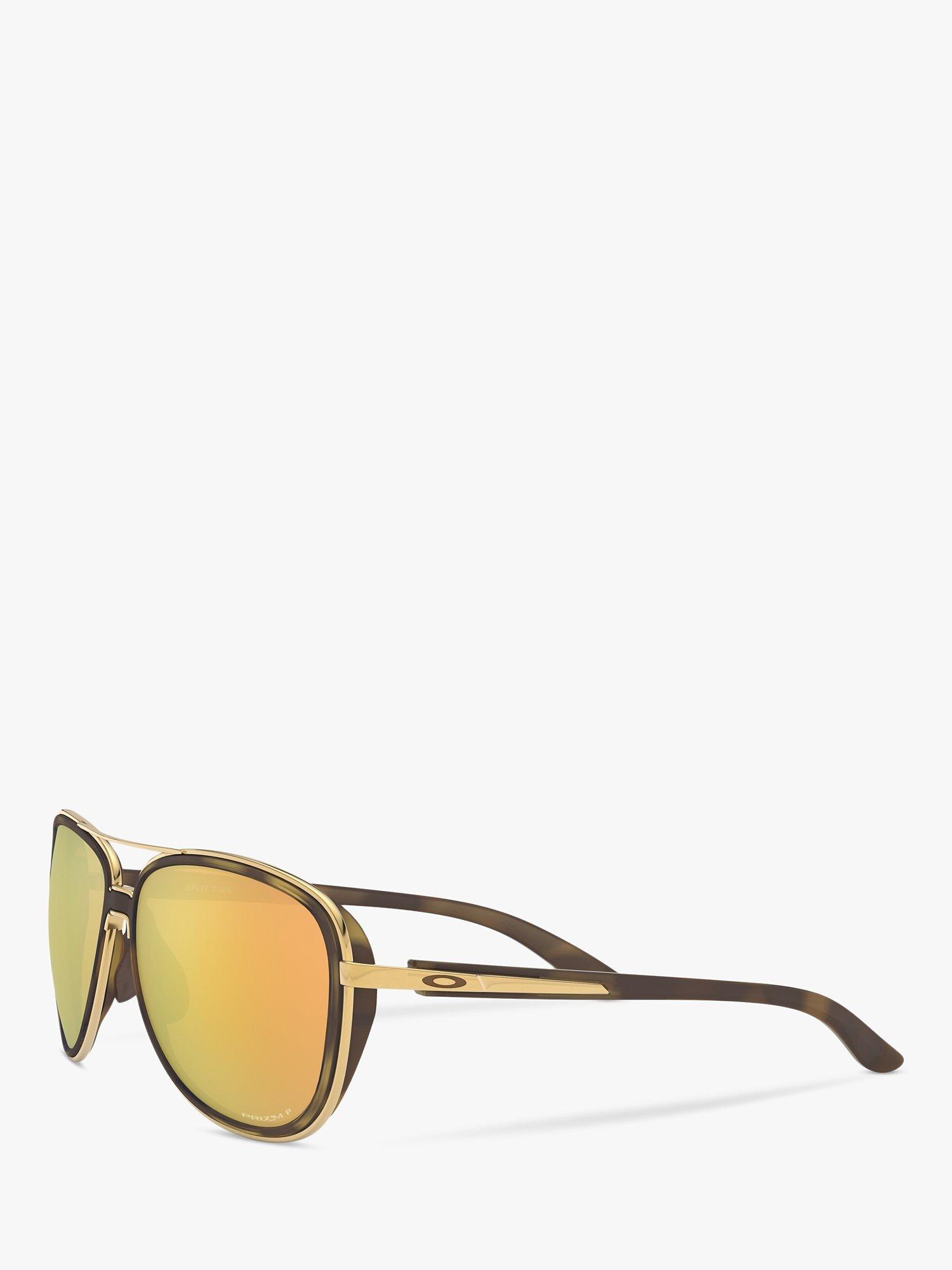 Product image 2 of 8, which shows Oakley OO4129 Women's Split Time Polarised Aviator Sunglasses, Havana/Orange