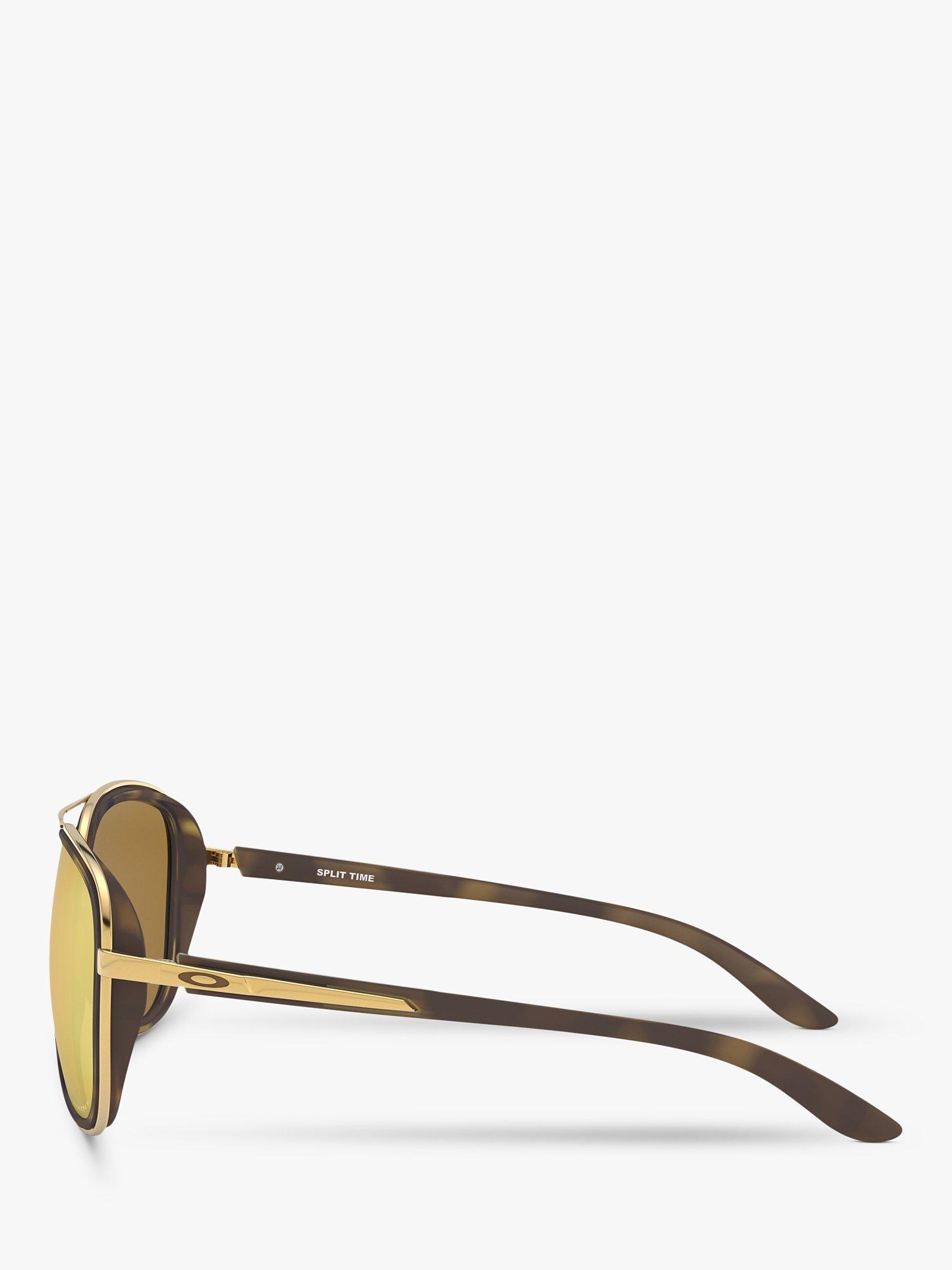 Product image 4 of 8, which shows Oakley OO4129 Women's Split Time Polarised Aviator Sunglasses, Havana/Orange